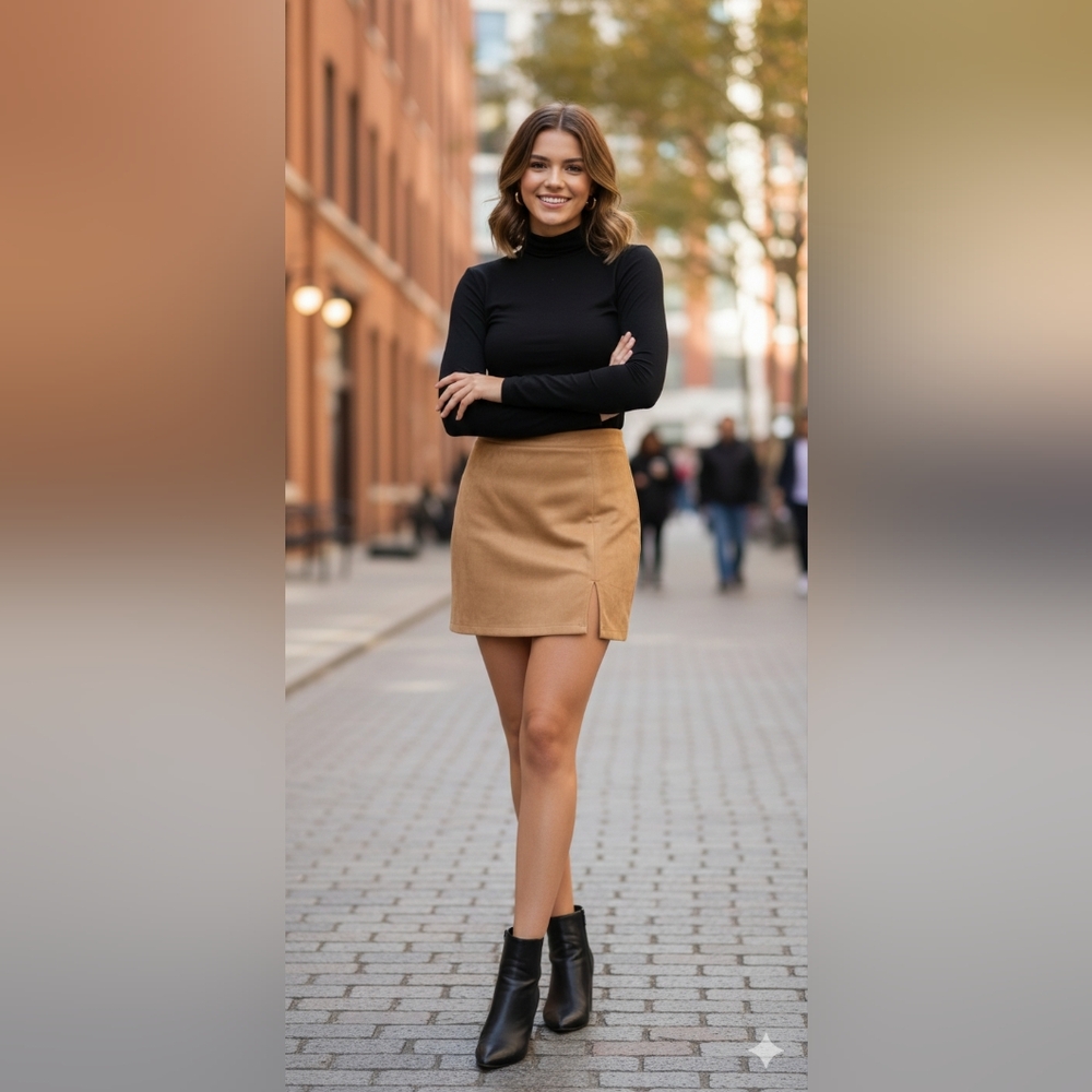Le Lis Colwctiin Camel Mini Skirt